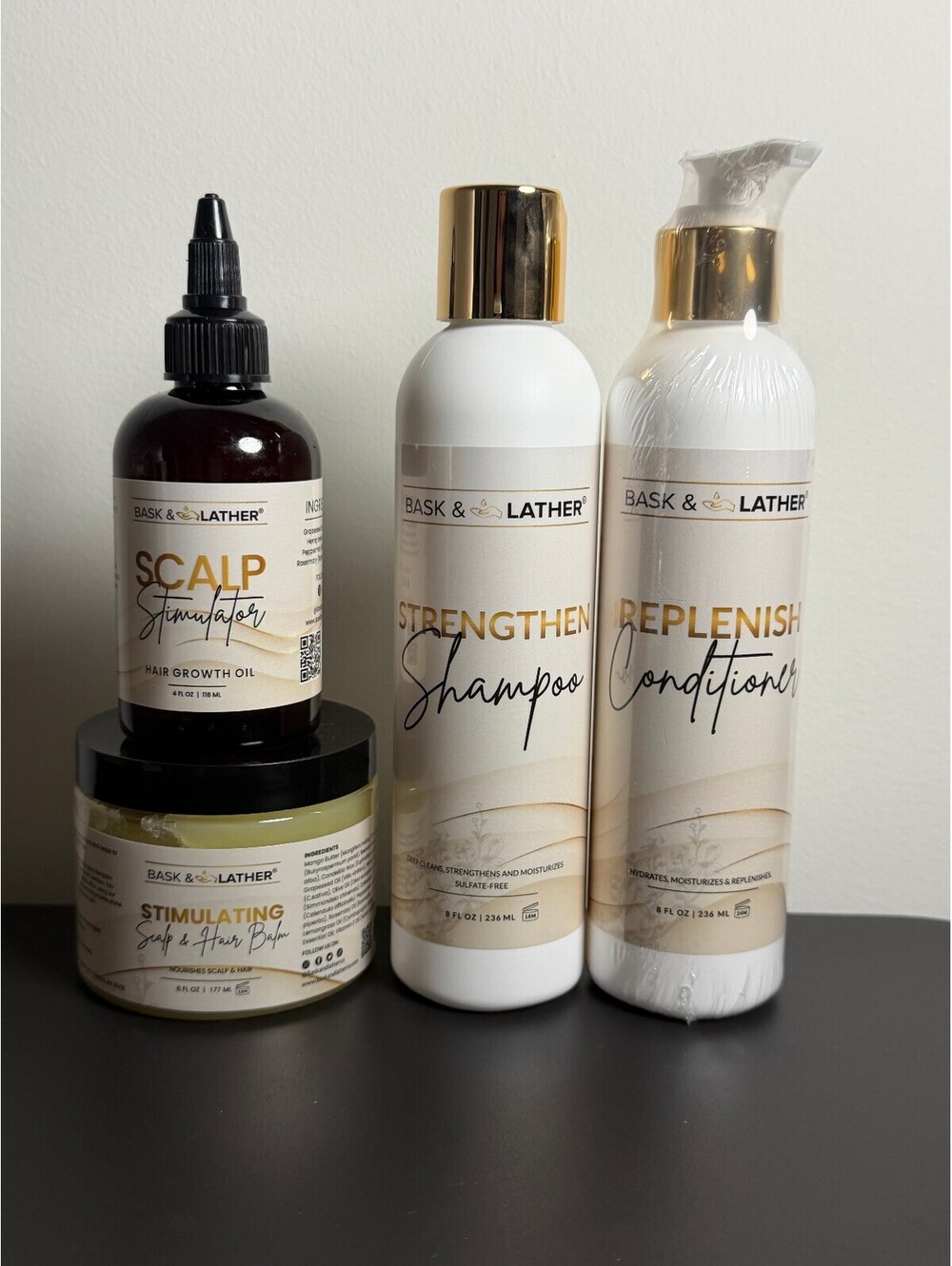 Bask & Lather Scalp care shampoo conditioner and treatment set of 4